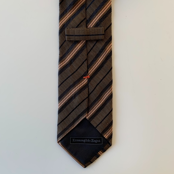 ERMENEGILDO ZEGNA Green Striped Silk Men Ermenegildo Zegna Green Stripe Mens Tie